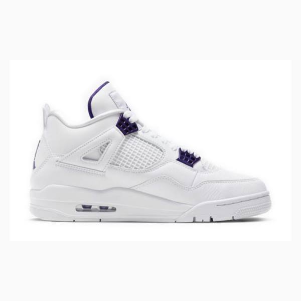 White / Purple Nike Retro Metallic Pack Basketball Shoes Men's Air Jordan 4 | JD-729RY