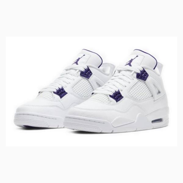 White / Purple Nike Retro Metallic Pack Basketball Shoes Men's Air Jordan 4 | JD-729RY