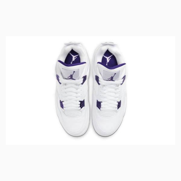 White / Purple Nike Retro Metallic Pack Basketball Shoes Men's Air Jordan 4 | JD-729RY