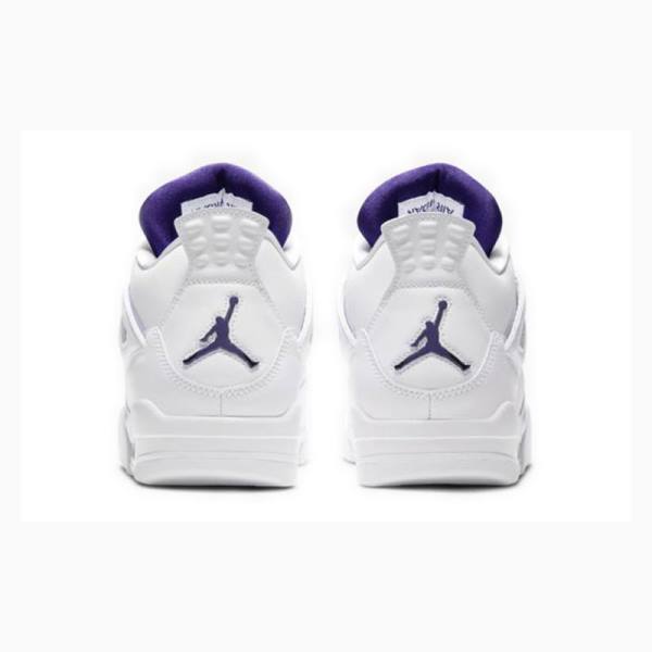 White / Purple Nike Retro Metallic Pack Basketball Shoes Men's Air Jordan 4 | JD-729RY