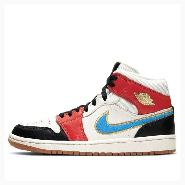 White / Red / Blue Nike Mid SE Let(Her)Man Basketball Shoes Women\'s Air Jordan 1 | JD-148JI