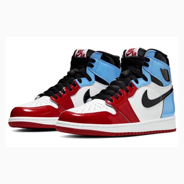 White / Red / Blue Nike Retro High OG Fearless UNC Chicago Basketball Shoes Men's Air Jordan 1 | JD-098IR