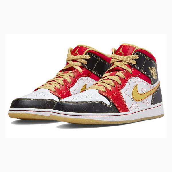 White / Red / Gold Nike XQ 2022 Basketball Shoes Men's Air Jordan 1 | JD-563PC