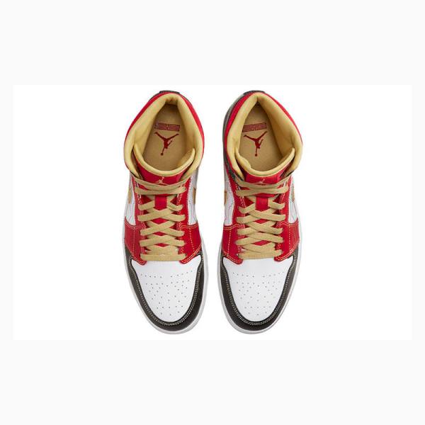 White / Red / Gold Nike XQ 2022 Basketball Shoes Men's Air Jordan 1 | JD-563PC