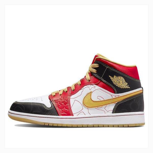 White / Red / Gold Nike XQ 2022 Basketball Shoes Men\'s Air Jordan 1 | JD-563PC