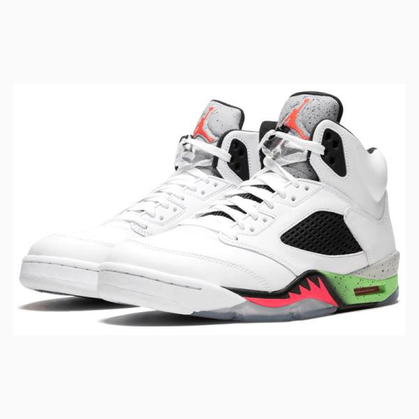 White / Red / Green Nike Retro Space Jam Basketball Shoes Men's Air Jordan 5 | JD-035MZ