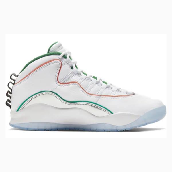 White / Red / Green Nike Retro Wings Basketball Shoes Men's Air Jordan 10 | JD-531JZ