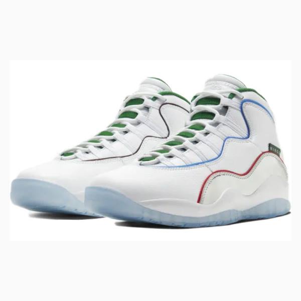 White / Red / Green Nike Retro Wings Basketball Shoes Men's Air Jordan 10 | JD-531JZ