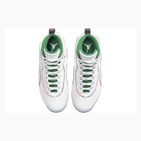 White / Red / Green Nike Retro Wings Basketball Shoes Men's Air Jordan 10 | JD-531JZ