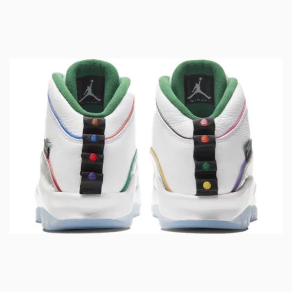 White / Red / Green Nike Retro Wings Basketball Shoes Men's Air Jordan 10 | JD-531JZ