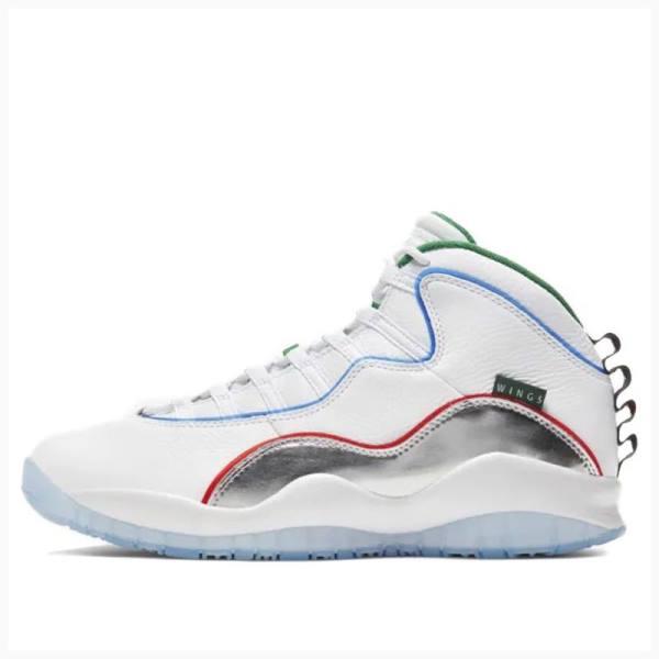 White / Red / Green Nike Retro Wings Basketball Shoes Men\'s Air Jordan 10 | JD-531JZ