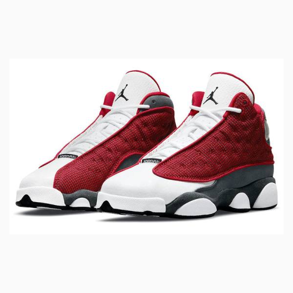 White / Red / Grey Nike Retro Gym Basketball Shoes Men's Air Jordan 13 | JD-394KV