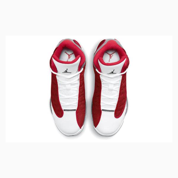 White / Red / Grey Nike Retro Gym Basketball Shoes Men's Air Jordan 13 | JD-394KV