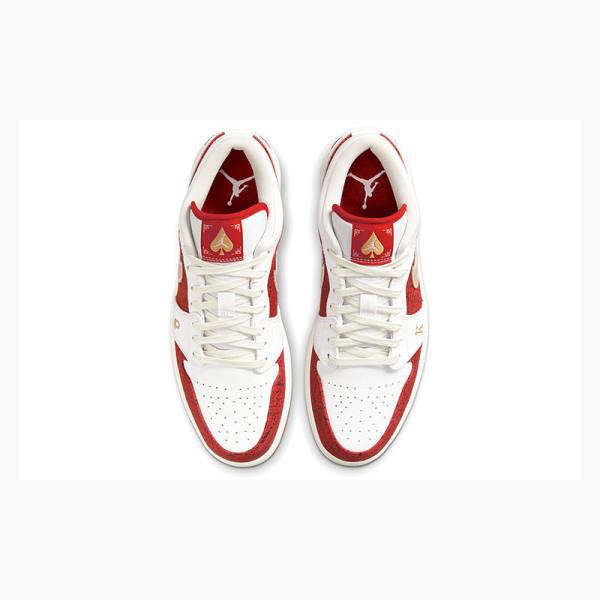 White / Red Nike Low Spades Sneakers Men's Air Jordan 1 | JD-895CF