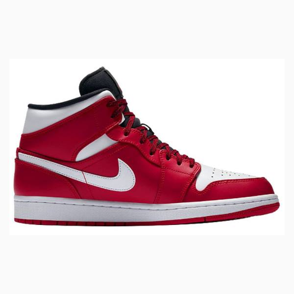 White / Red Nike Mid Chicago Basketball Shoes Men's Air Jordan 1 | JD-641BP