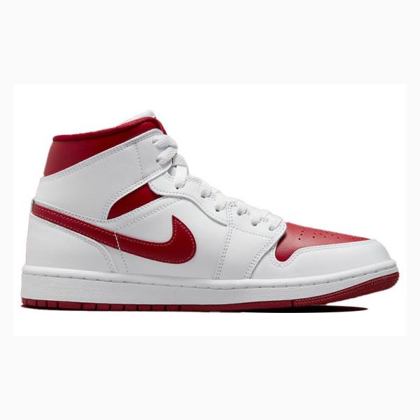 White / Red Nike Mid Reverse Chicago Basketball Shoes Women's Air Jordan 1 | JD-236AL