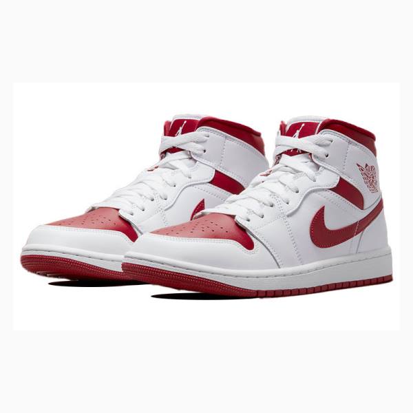 White / Red Nike Mid Reverse Chicago Basketball Shoes Women's Air Jordan 1 | JD-236AL