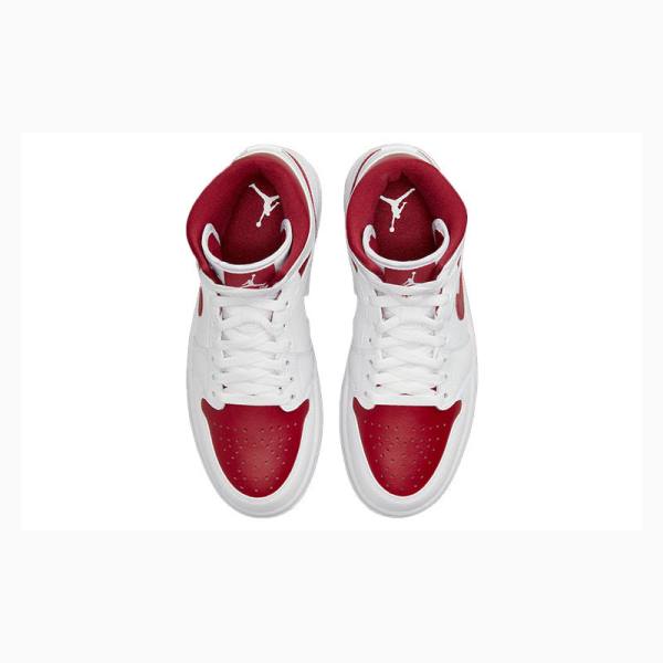 White / Red Nike Mid Reverse Chicago Basketball Shoes Women's Air Jordan 1 | JD-236AL