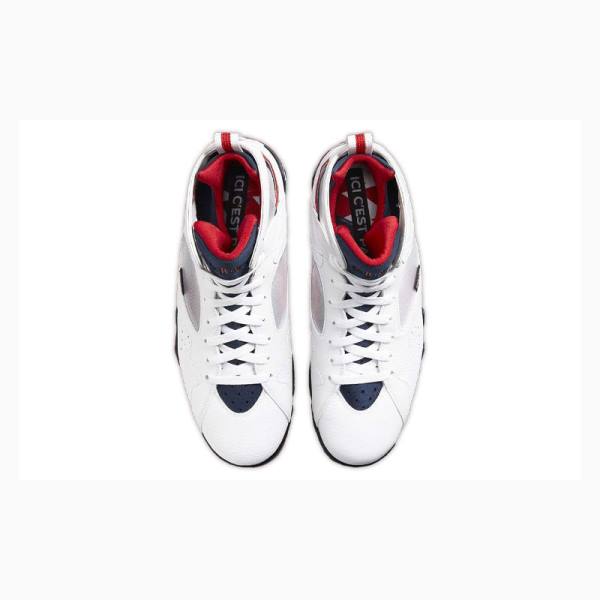 White / Red Nike Retro BCFC Paris Saint-Germain Basketball Shoes Men's Air Jordan 7 | JD-548SQ