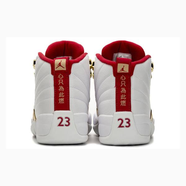 White / Red Nike Retro FIBA Basketball Shoes Men's Air Jordan 12 | JD-092WY