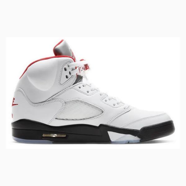 White / Red Nike Retro Fire Basketball Shoes Men's Air Jordan 5 | JD-095QI