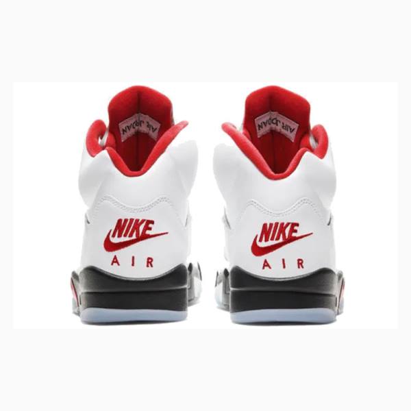 White / Red Nike Retro Fire Basketball Shoes Men's Air Jordan 5 | JD-095QI