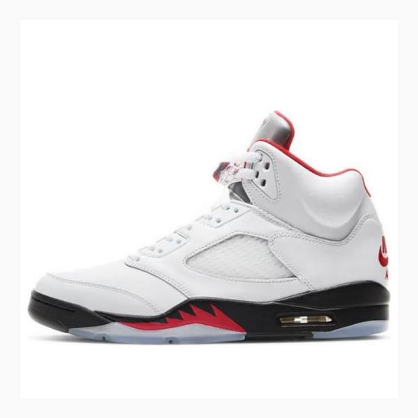 White / Red Nike Retro Fire Basketball Shoes Men\'s Air Jordan 5 | JD-095QI