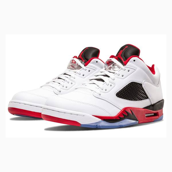 White / Red Nike Retro Low Sneakers Men's Air Jordan 5 | JD-028VL