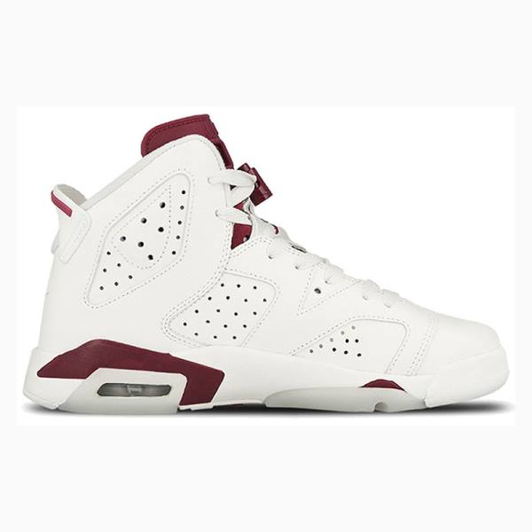 White / Red Nike Retro Maroon Basketball Shoes Men's Air Jordan 6 | JD-507WJ