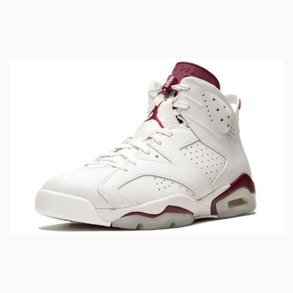 White / Red Nike Retro Maroon Basketball Shoes Men's Air Jordan 6 | JD-507WJ