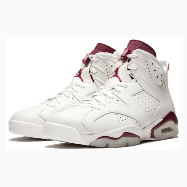 White / Red Nike Retro Maroon Basketball Shoes Men's Air Jordan 6 | JD-507WJ