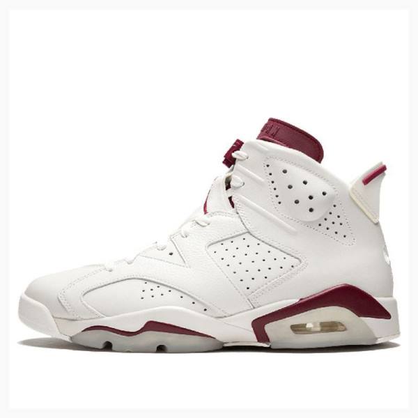 White / Red Nike Retro Maroon Basketball Shoes Men\'s Air Jordan 6 | JD-507WJ