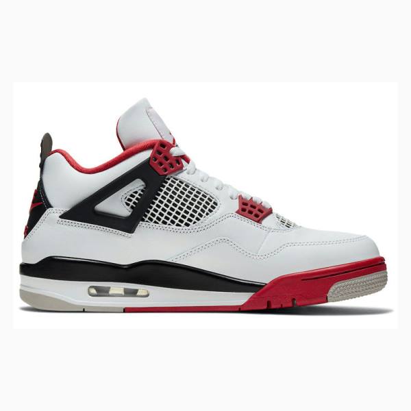 White / Red Nike Retro OG Fire Red Basketball Shoes Men's Air Jordan 4 | JD-370FP