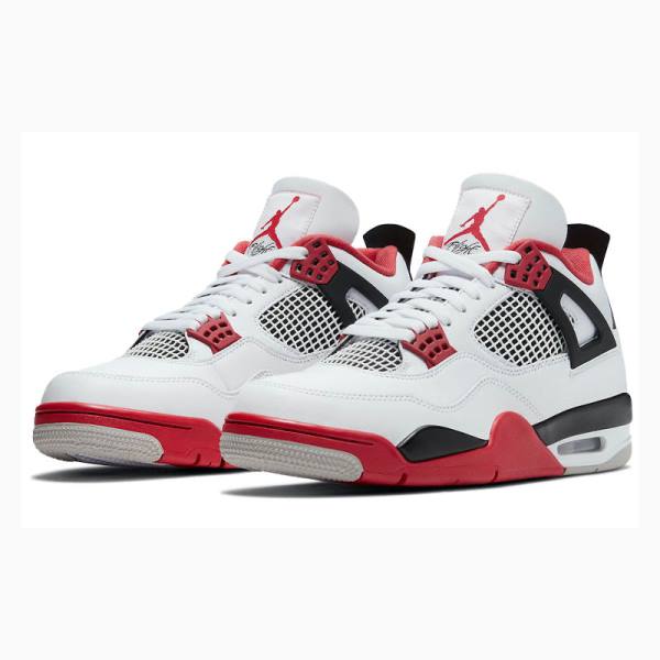 White / Red Nike Retro OG Fire Red Basketball Shoes Men's Air Jordan 4 | JD-370FP