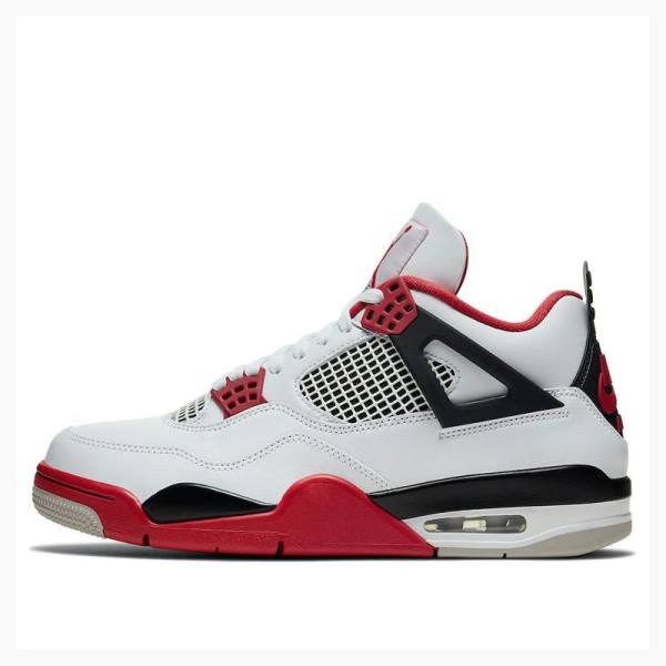 White / Red Nike Retro OG Fire Red Basketball Shoes Men\'s Air Jordan 4 | JD-370FP