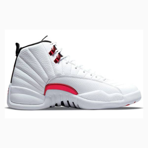 White / Red Nike Retro Twist Basketball Shoes Men's Air Jordan 12 | JD-152WT