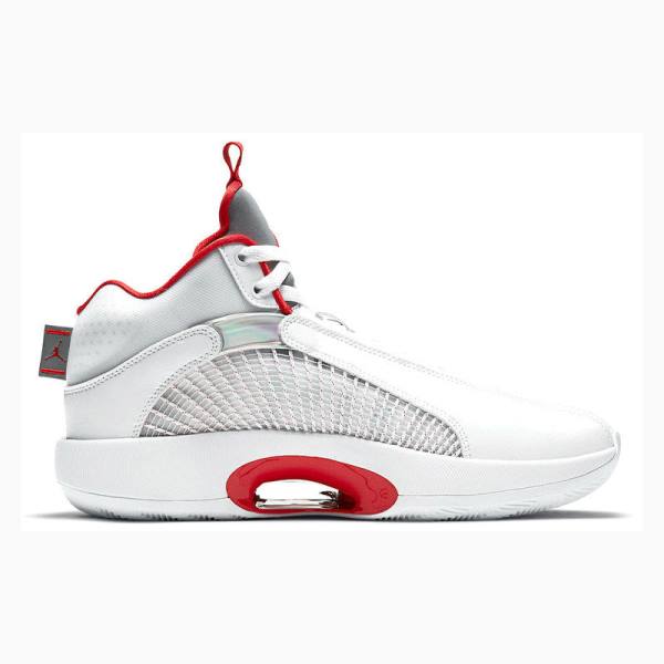 White / Red / Silver Nike Fire Basketball Shoes Men's Air Jordan 35 | JD-167EN