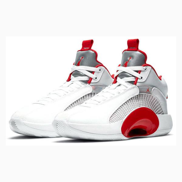 White / Red / Silver Nike Fire Basketball Shoes Men's Air Jordan 35 | JD-167EN