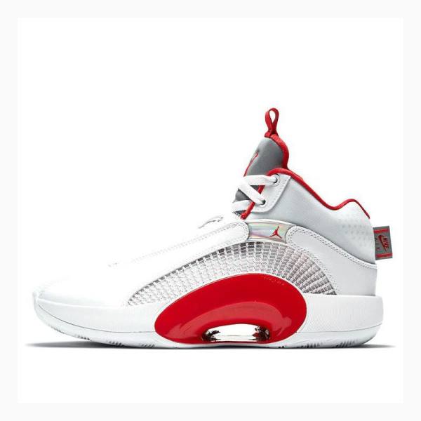 White / Red / Silver Nike Fire Basketball Shoes Men\'s Air Jordan 35 | JD-167EN