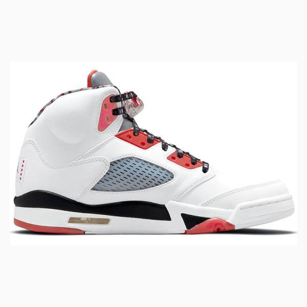 White / Red / Silver Nike Retro Quai 54 Basketball Shoes Men's Air Jordan 5 | JD-021AR