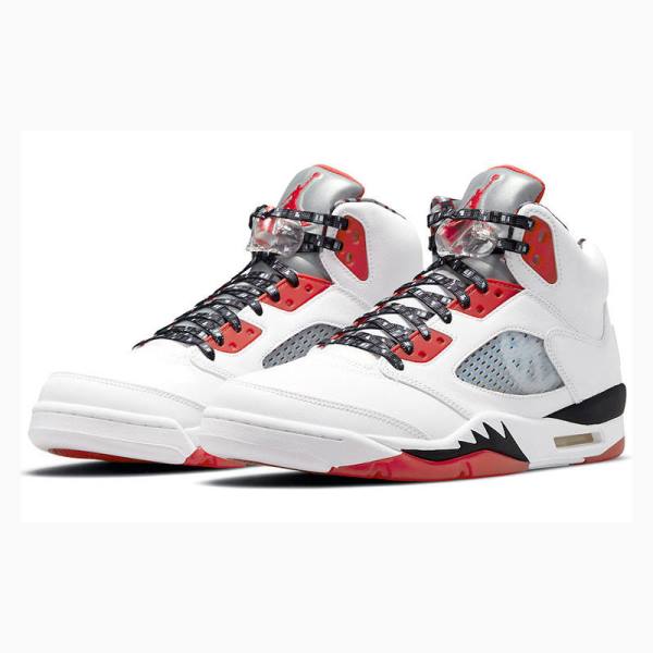 White / Red / Silver Nike Retro Quai 54 Basketball Shoes Men's Air Jordan 5 | JD-021AR