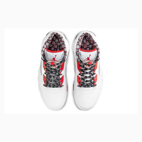 White / Red / Silver Nike Retro Quai 54 Basketball Shoes Men's Air Jordan 5 | JD-021AR