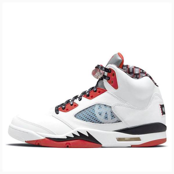 White / Red / Silver Nike Retro Quai 54 Basketball Shoes Men\'s Air Jordan 5 | JD-021AR