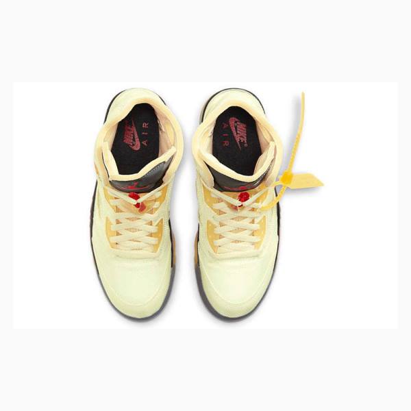 White / Silver / Yellow Nike Retro SP Sail Basketball Shoes Men's Air Jordan 5 | JD-483MH