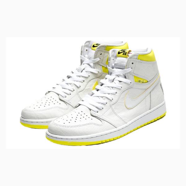 White / Yellow Nike Retro High OG First Class Flight Basketball Shoes Men's Air Jordan 1 | JD-942DI