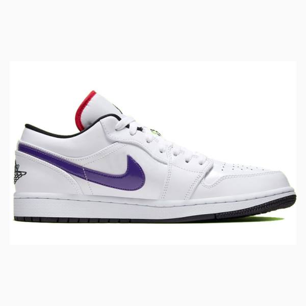 White / Yellow / Purple Nike Low 'Multi-Color Swoosh' Sneakers Men's Air Jordan 1 | JD-748TF