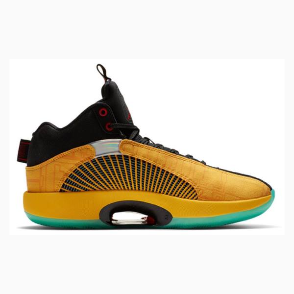 Yellow / Black Nike Dynasties Basketball Shoes Men's Air Jordan 35 | JD-648HZ