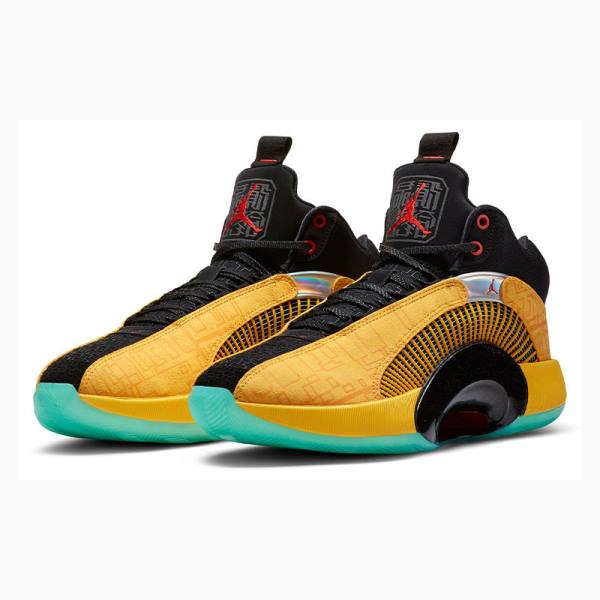 Yellow / Black Nike Dynasties Basketball Shoes Men's Air Jordan 35 | JD-648HZ