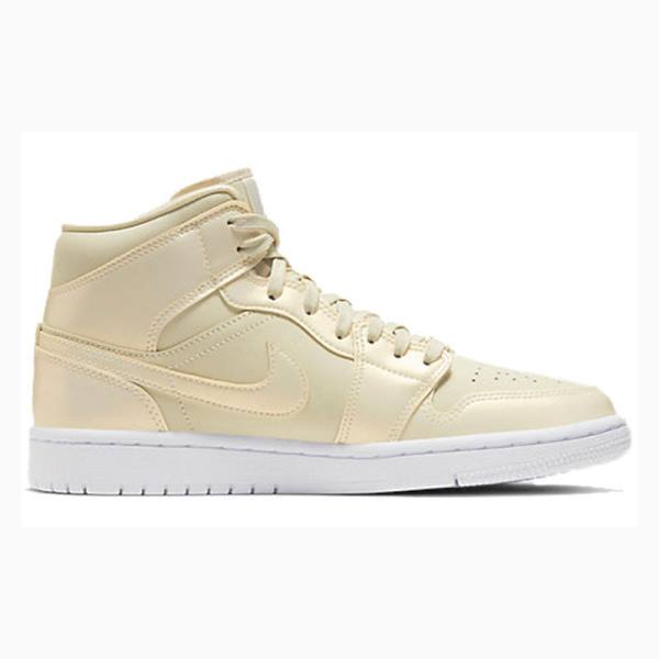 Yellow Nike Mid SE Goose Feather Basketball Shoes Women's Air Jordan 1 | JD-324IL