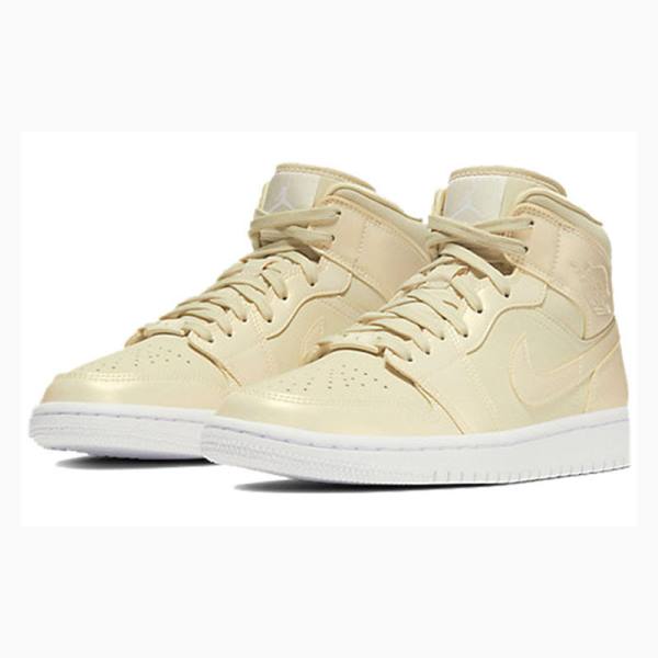 Yellow Nike Mid SE Goose Feather Basketball Shoes Women's Air Jordan 1 | JD-324IL